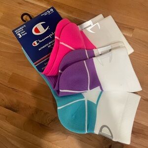 Champion Women’s Pink, Purple, and Blue Athletic Socks - 3 Pack